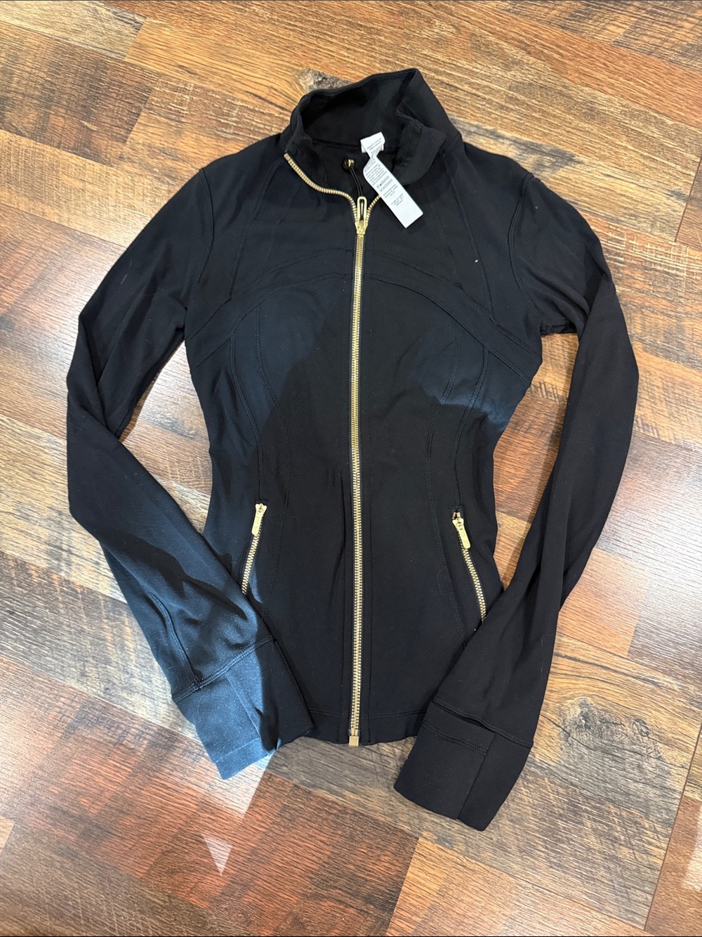 lululemon athletica Black Bomber Jacket with Gold Zippers